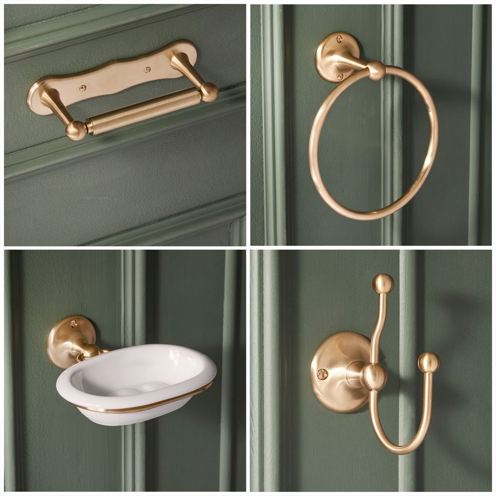 Retro Badezimmer-Zubehör-Set 4-tlg. - satiniertes Gold