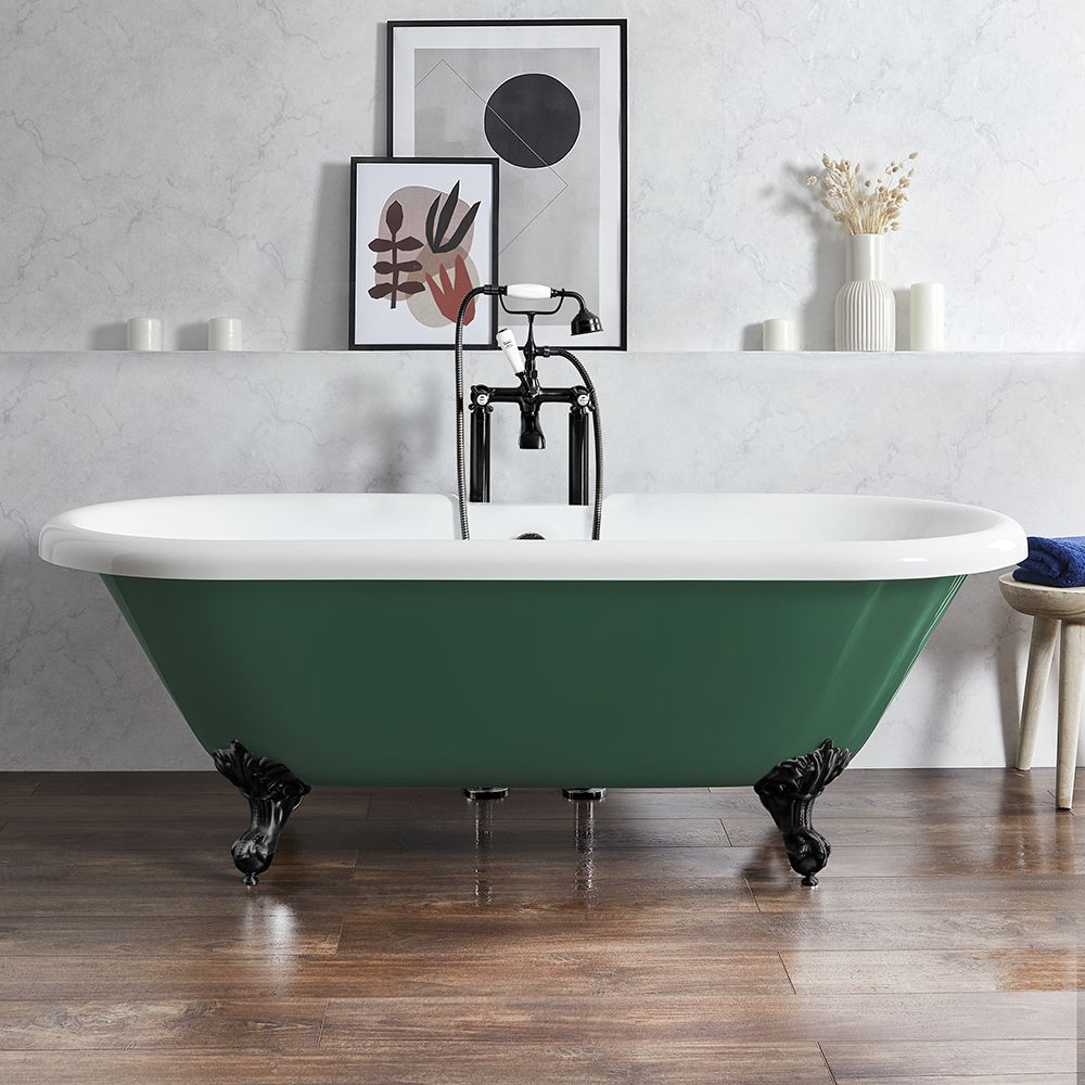 Freistehende Badewanne mit zwei Rückenschrägen, 1795mm x 785mm – Farbe der  Wanne und der Füße wählbar – Oxford