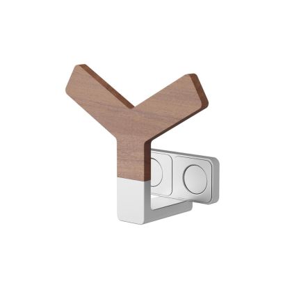 Y Kleiderhaken Aluminium mit Teak Holz