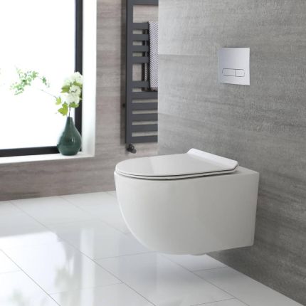 Randlose Hängetoilette mit Sitz, weiß - Otterton