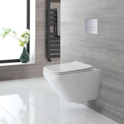 Randlose Hängetoilette mit Sitz, Weiß - Exton