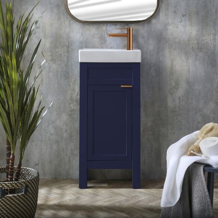 Waschtisch mit Unterschrank und Waschbecken, 400mm (Farbe wählbar) – Farbe und Design der Griffe wählbar – Warwick