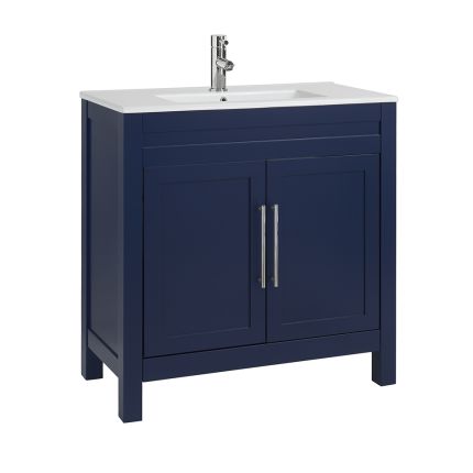 Waschtisch mit Unterschrank und Waschbecken, 800mm (Farbe wählbar) – Farbe und Design der Griffe wählbar – Warwick