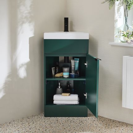 Eck-Waschtischunterschrank mit Waschbecken 450mm (Farbe wählbare) - Farbe und Design der Griffe wählbar – Cluo