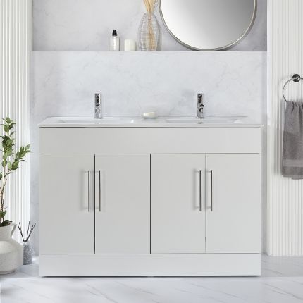 Waschtischunterschrank mit Doppelwaschbecken 1210mm (Farbe wählbare) - Farbe und Design der Griffe wählbar – Cluo