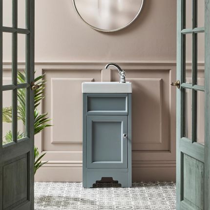 Traditioneller Waschtischunterschrank mit Waschbecken 400mm (Farbe wählbar) | Farbe & Design des Griffes wählbar - Thornton