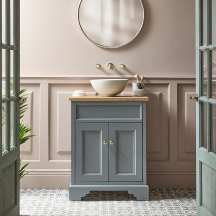 Traditioneller Waschtischunterschrank 645mm Farbe und Aufsatzwaschbecken wählbar | Farbe & Design der Griffe wählbar - Thornton