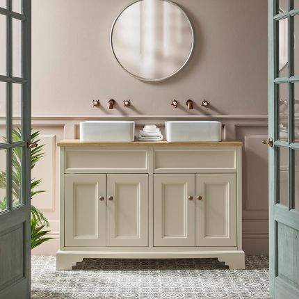 Traditioneller Waschtischunterschrank 1200mm Farbe und Aufsatzwaschbecken wählbar | Farbe & Design der Griffe wählbar - Thornton