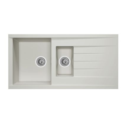 Rocklite Bredon - Küchenspüle mit 1,5-Becken aus Verbundwerkstoff mit reversibler Abtropffläche - Ausführung wählbar