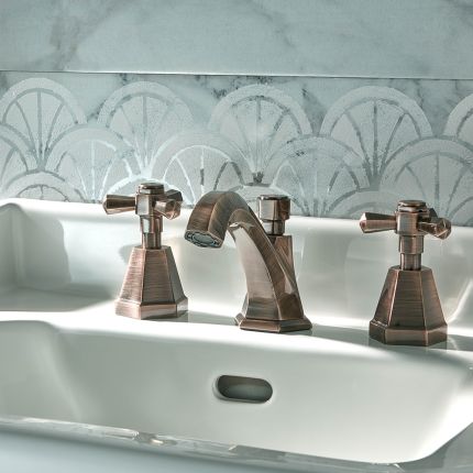 Art Deco 3-Loch Waschtischarmatur | Farbe wählbar - Earlham
