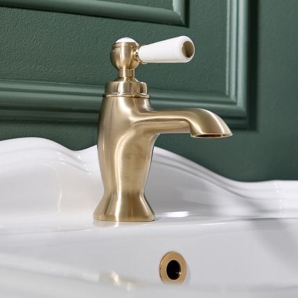 Hudson Reed Elizabeth - Traditionelle Einhebel-Waschtischarmatur - satiniertes Gold