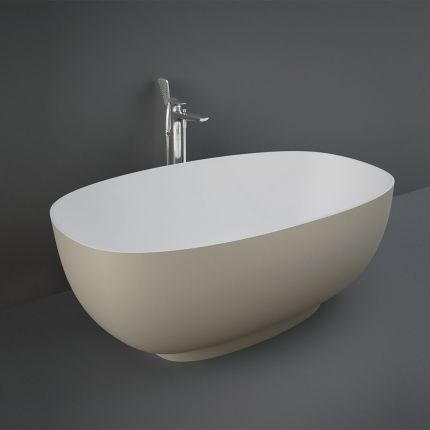 Freistehende Badewanne mit zwei Rückenschrägen, Matt Cappuccino, 1400mm x 753mm - RAK Cloud x Hudson Reed