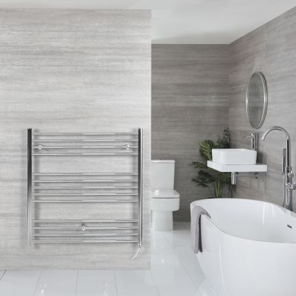 Elektrischer Badheizkörper Chrom Flach 1000mm x 1000mm inkl. 600W Heizelement – Kent