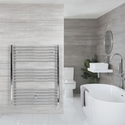 Elektrischer Badheizkörper Chrom Flach 1200mm x 1000mm inkl. 600W Heizelement – Kent