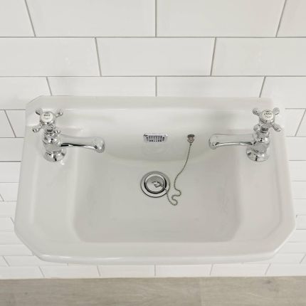 Retro-Hängewaschbecken, rechteckig – 515mm x 300mm, mit 2 Hahnlöchern – Richmond