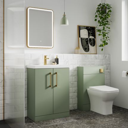 Beleuchteter 21W LED-Spiegel 500mm x 700mm mit einem Rahmen in gebürstetem Messing