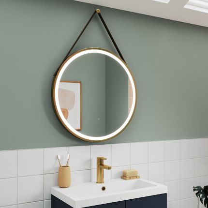 Runder 21W LED-Spiegel 600mm mit einem Rahmen in gebürstetem Messing