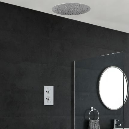 Unterputz-Duschsystem mit Thermostat - inkl. rundem Unterputz-Duschkopf - Chrom - Como