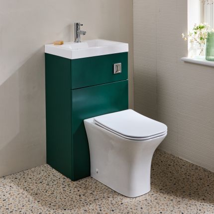 Modernes 2-in-1-Waschbecken- und WC-Element mit Avenham WC – 500mm x 890mm – Ausführung wählbar - Cluo