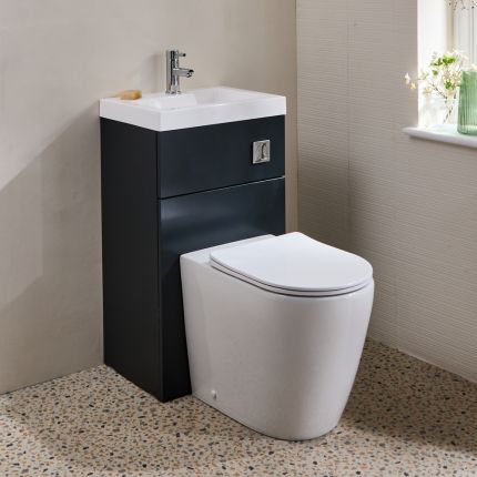Modernes 2-in-1-Waschbecken- und WC-Element mit Brunswick WC – 500mm x 890mm – Ausführung wählbar - Cluo