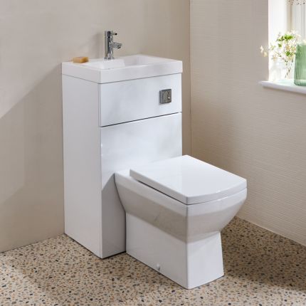 Modernes 2-in-1-Waschbecken- und WC-Element mit Halwell WC – 500mm x 890mm – Ausführung wählbar - Cluo