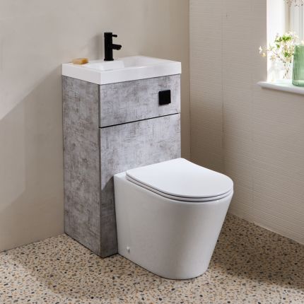 Modernes 2-in-1-Waschbecken- und WC-Element mit Colby WC – 500mm x 890mm – Ausführung wählbar - Cluo