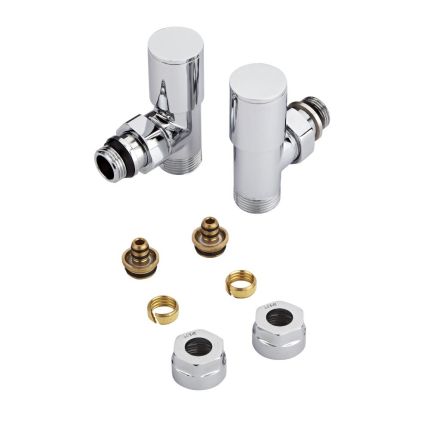 Heizkörperwinkelventil Manuell Chrom inkl. Multiadapter für 14mm Mehrschichtverbundrohre im Set