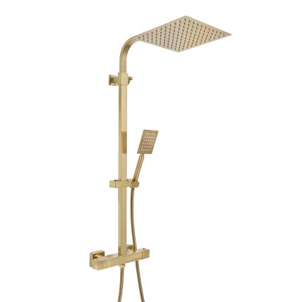 Thermostatische Duschsäule inkl. eckigem Duschkopf und Handbrause – Farbe wählbar - Arvel
