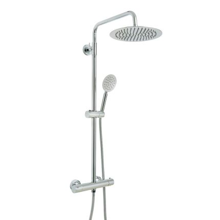 Teleskop-Duschsäule mit rundem Thermostat inkl. Handbrause und Duschkopf - Chrom – Como