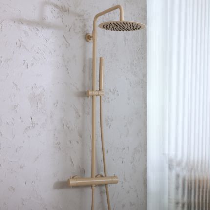 Thermostatische Duschsäule inkl. rundem Duschkopf und Handbrause – Farbe wählbar - Elements