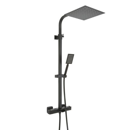 Thermostatische Duschsäule mit Wanneneinlauf inkl. eckigem Duschkopf und Handbrause – Farbe wählbar - Tolima