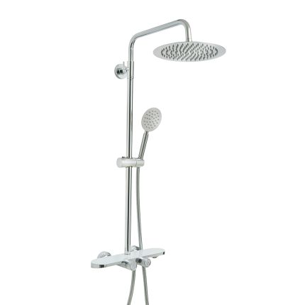Thermostatische Duschsäule inkl. rundem Duschkopf, Handbrause und Wanneneinlauf – Farbe wählbar - Elsie