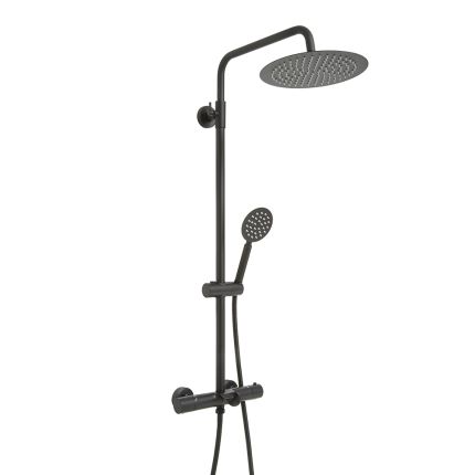 Thermostatische Duschsäule mit Wanneneinlauf inkl. rundem Duschkopf und Handbrause – Farbe wählbar - Arlo