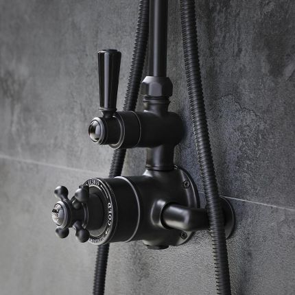 Hudson Reed Elizabeth - Retro Twin Aufputz-Thermostat für 1 Verbraucher - Schwarz