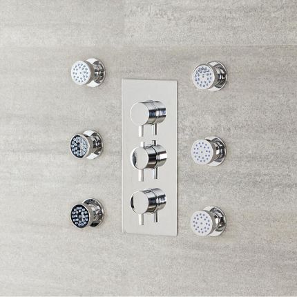 6x Seitenbrausen Rund zur Aufputzmontage Chrom - Como