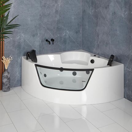 Whirlpool-Eckbadewanne 1400mm x 1400mm Schwarz - Breeze