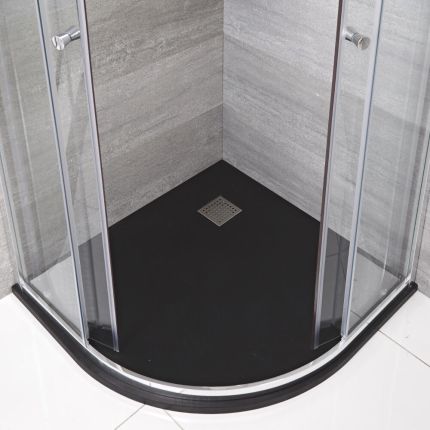 Viertelkreis Duschwanne mit Schiefer-Effekt 900mm | Anthrazit – Rockwell