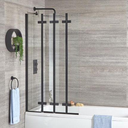 Standard-Badewanne - inkl. faltbarem Aufsatz (in Schwarz) - Größe wählbar, Schürze und Ablauf optional - Exton