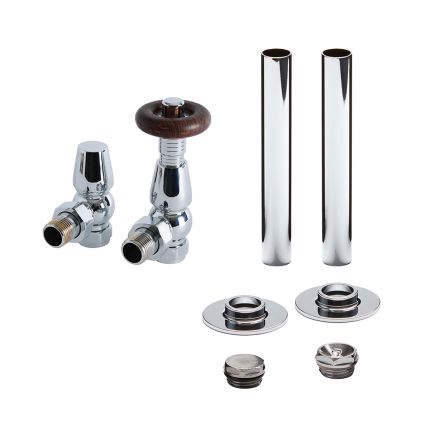 Traditionelles Winkelventilset & Rohrhülsen (thermostatisch) – Farbe wählbar