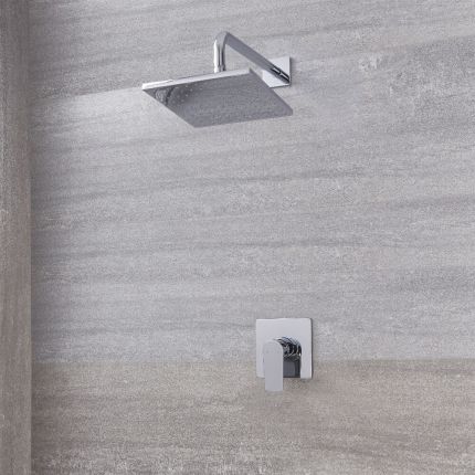 Kopfbrause 300x300mm mit Wandarm und Einhebelmischer, Chrom - Harting