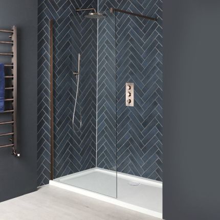 Walk-In Dusche, Kupfer, für Nische - inkl. Duschwanne - Größe wählbar - Eris