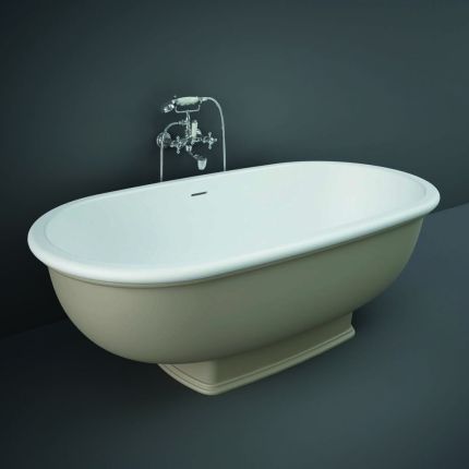 Traditionelle Freistehende Badewanne mit zwei Rückenschrägen, Matt Cappuccino, 1560mm x 810mm - RAK Washington x Hudson Reed