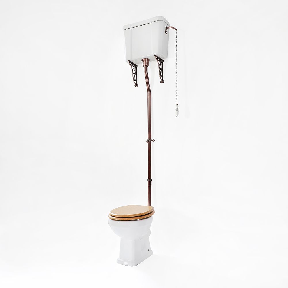 Traditionelles WC mit hohem Spülkasten – Farbe des WC-Zubehörs und Sitzfarbe wählbar – Richmond
