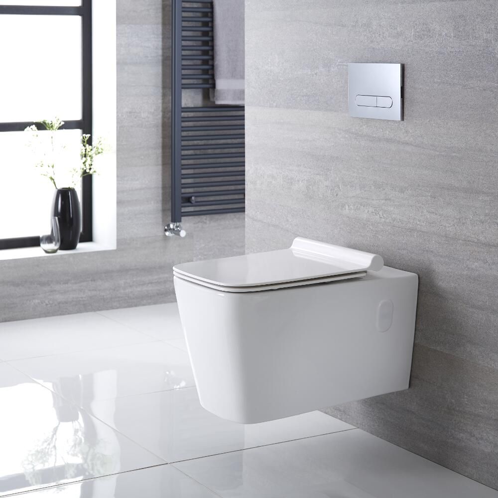 Quadratisches Hänge-WC Weiß inkl. Sitz mit Absenkautomatik - Sandford