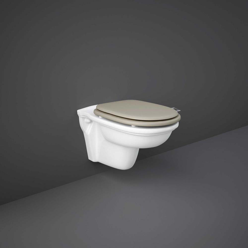 Traditionelles Hänge-WC, mit oder ohne Spülrand – Sitzfarbe wählbar – RAK Washington x Hudson Reed