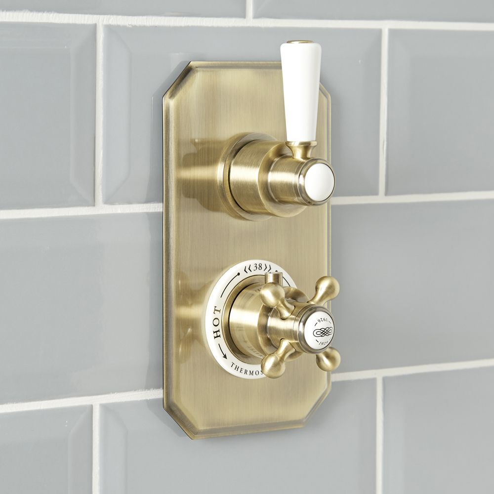 Retro Unterputz-Thermostat, für 1 Verbraucher - Gebürstetes Gold - Elizabeth