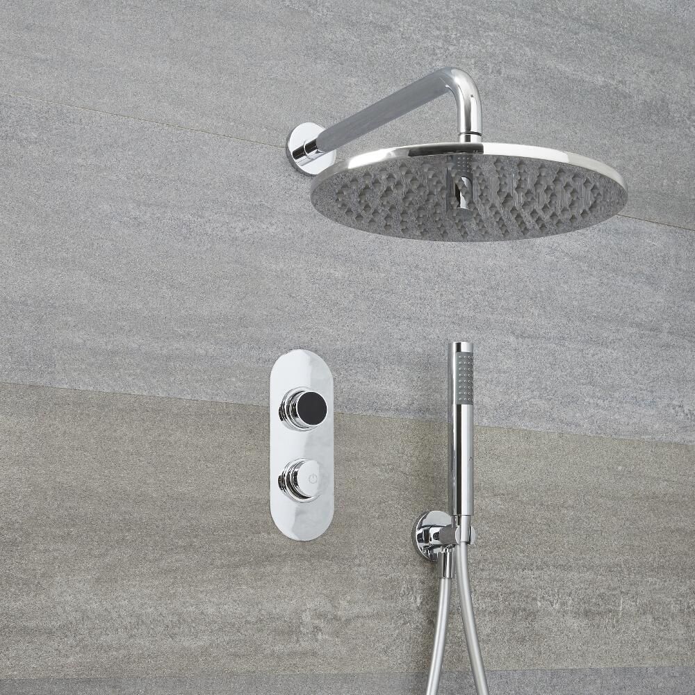 Digitale Dusche für zwei Funktionen, inkl. rundem Duschkopf zur Wandmontage & Brause - Narus
