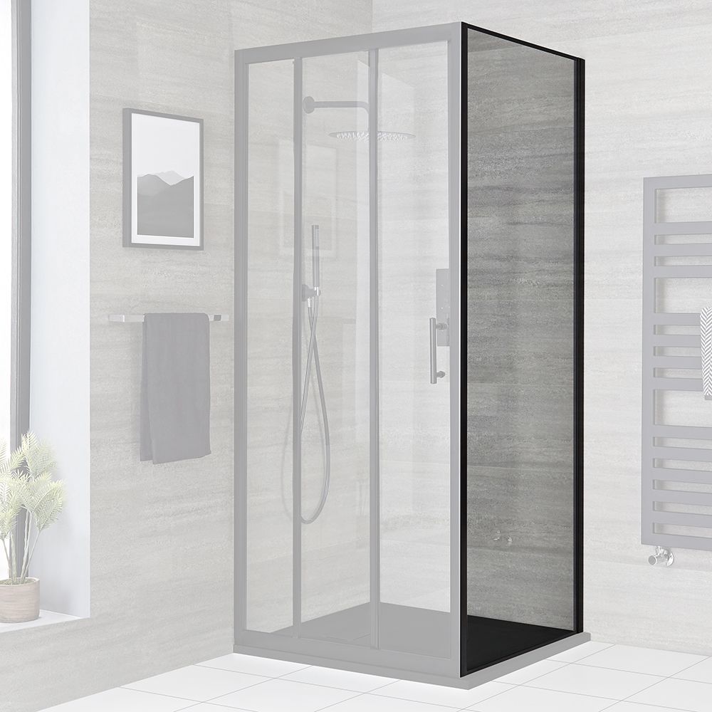 Seitenwand für Duschtür - Größe wählbar - Schwarz - Nox