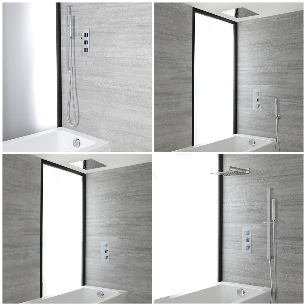 Dusch- und Badesystem mit Unterputz-Thermostat – Funktionen wählbar – Chrom – Kubix