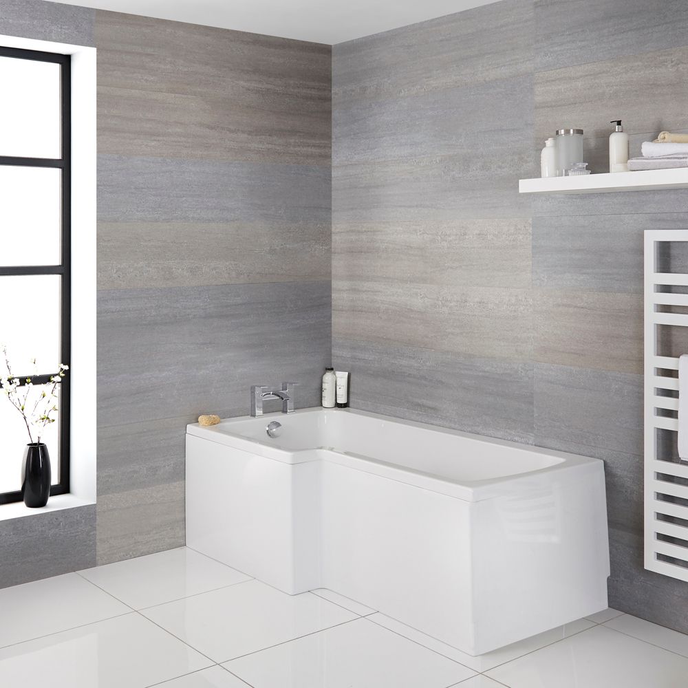 Dusch-Badewanne, rechts- oder linksbündig,Schürze und Duschaufsatz wählbar – Sandford